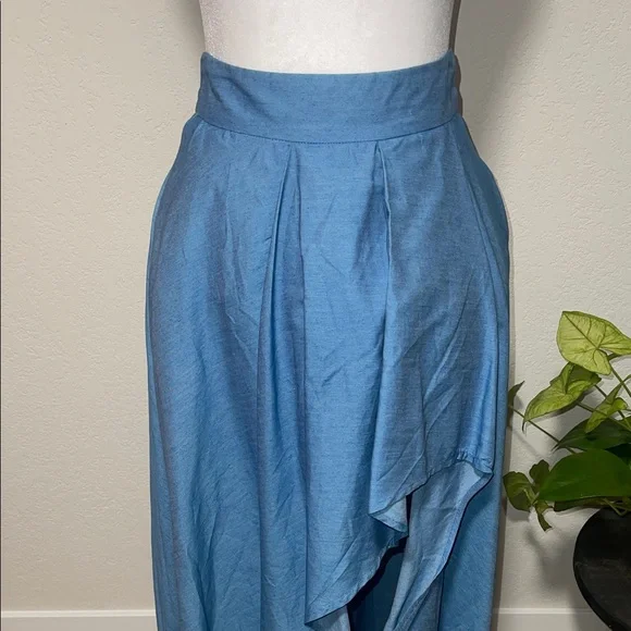 San Joy Blue High-Waist High Low Skirt - Picture 4 of 10